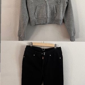 Brand Melville cropped top hoodie and black HnM black Jean pants